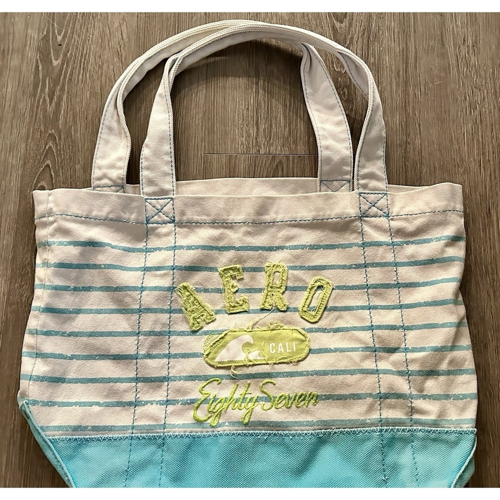Aeropostale Aero Cali Eighty Seven Canvas Beach Bag Tote Purse Y2K VTG Cotton